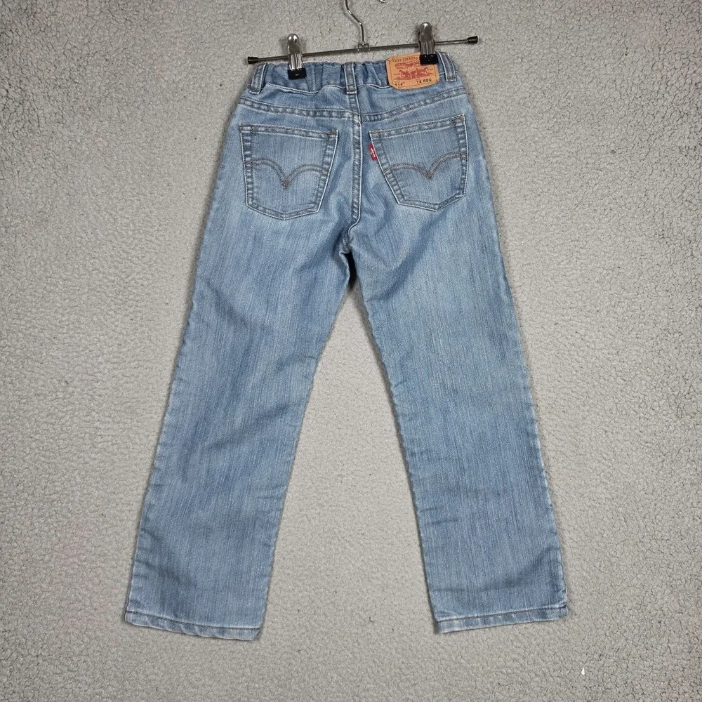 Levis Jeans Boys Size 7X Reg Light Wash 514 Slim Straight Lightweight Adjustable